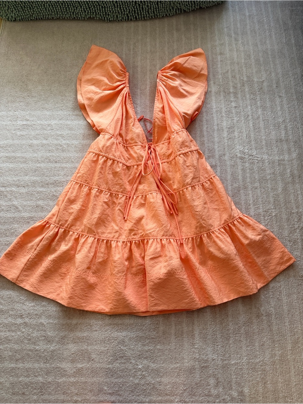 A.L.C. Coral Peach Gathered Waist Dress - Picture 7 of 7